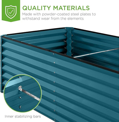 Best Choice Products 6x3x2ft Outdoor Metal Raised Garden Bed, Deep Root Box Planter for Vegetables, Flowers, Herbs, and Succulents w/ 269 Gallon Capacity - Peacock Blue