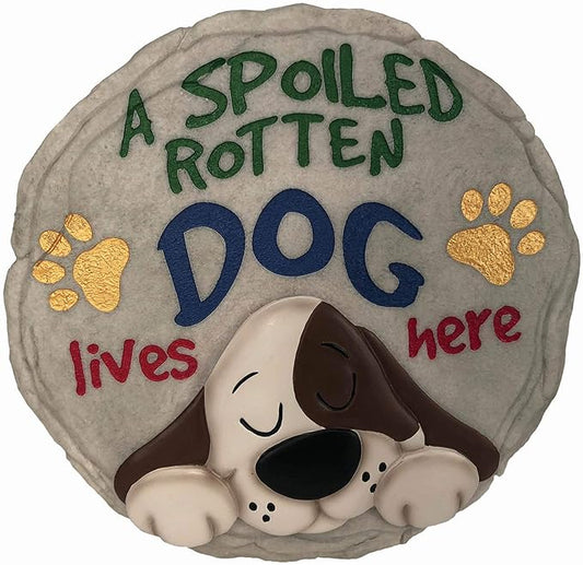 Spoontiques - Garden Décor - Spoiled Rotten Dog Stepping Stone - Decorative Stone for Garden (Pack of 10)