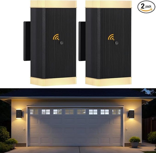 Dusk to Dawn Outdoor Lighting, ZUUKOLE Waterproof Exterior Wall Lantern, Anti-Rust Aluminum Wall Mount Lighting Rectangular Design – Up Down Wall Light fixtures for Porch, Patio or Garage, 2 Pack