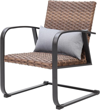Naga Bahna 3-Piece Outdoor Wicker Patio Conversation Bistro Set, All-Weather Rattan Patio Furniture Set with Table & Pillows, Metal Frame Outdoor Sectional Sofa for Patio, Balcony, Backyard