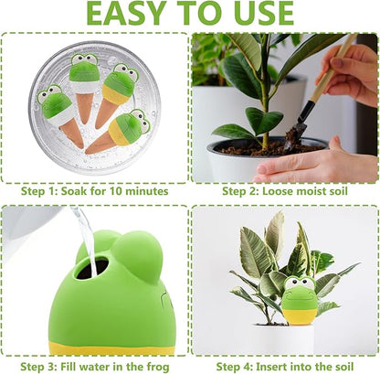 4 Pack Terracotta Self Watering Spikes, Automatic Plant Waterer Devices Continuous Moisture with Slow Release Plant Watering Globes Watering System