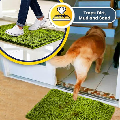 Muddy Mat® | Super Water Absorbent Door Mat Indoor, Microfiber Quick Dry Chenille Entryway Rug,Slip Resistant Front Door Mat,Indoor Mats for Entryway,Machine Washable Pet Rug, Spring Green 28" x 48"