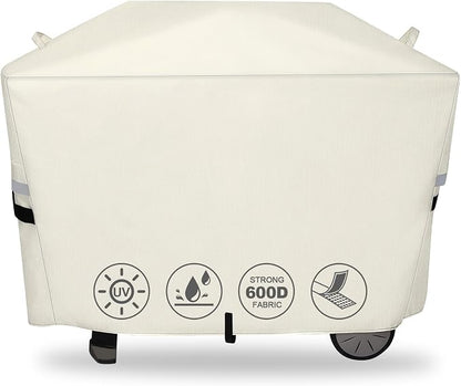 QuliMetal 7112 Grill Cover for Weber Q2000, Q2200, Q2400, Q2000N+, Q2800N+, Q300, Q320, Q3000, Q3200 Gas Grills, 600D Waterproof Fade Resistant BBQ Gas Grill Cover, Beige