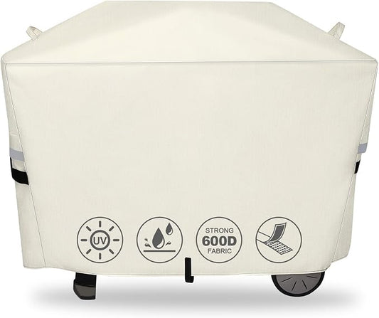 QuliMetal 7112 Grill Cover for Weber Q2000, Q2200, Q2400, Q2000N+, Q2800N+, Q300, Q320, Q3000, Q3200 Gas Grills, 600D Waterproof Fade Resistant BBQ Gas Grill Cover, Beige