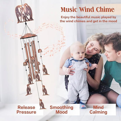 Penguin Wind Chimes for Outside,Penguin Gifts for Women Men/Memorial Gifts/Birthday Gift Metal windchimes Outdoors/Indoors,Garden Decor,Patio,Home,Porch,Yard Decorations
