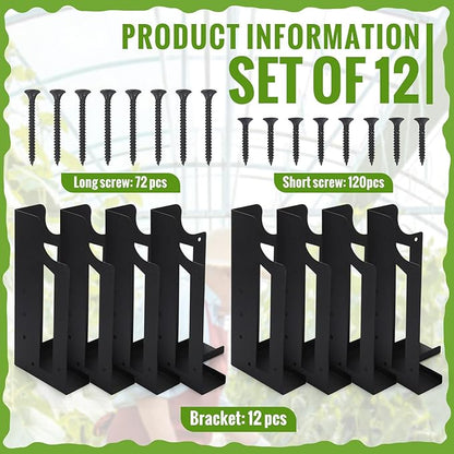 MorningRo 12 Pack Raised Garden Bed Corner Brackets with Securing Lip Fits Lumber up to 2" x 12" Metal Garden Corner Bracket for Wood Frame Bed 4.7" L x 2" W x 10.5" H
