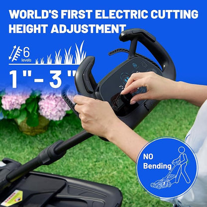 Electric Lawn Mower, Self-propelled Lawn Mower Cordless 40V(2x20V) 18.5" Brushless Mower with Electric Cutting Height Adjustment, Higher Rotation Speed, 2 x 4.0Ah Battery and Rapid Charge Included
