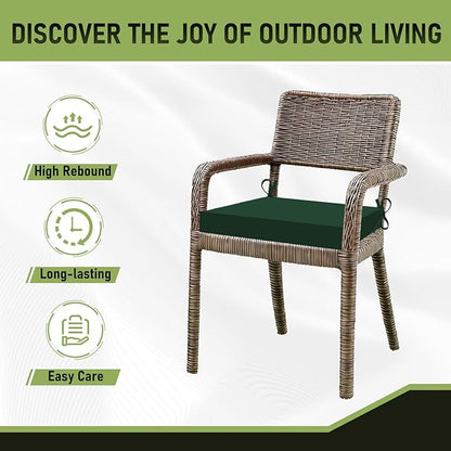 Basic Beyond Outdoor Chair Cushions Set of 2, Square Corner Outdoor Cushions for Patio Furniture, Water Resistant Patio Chair Cushions with 2 Ties, 18.5x16x3, Forest Green