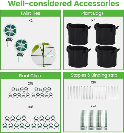 Foldable Cucumber Trellis - 4 Pack, A-Frame Garden Trellis 46" L X 18" W, Steel Climbing Plants Support Raised Bed Trellis with Twist Ties & Plant Bags for Climbing Plants Outdoor