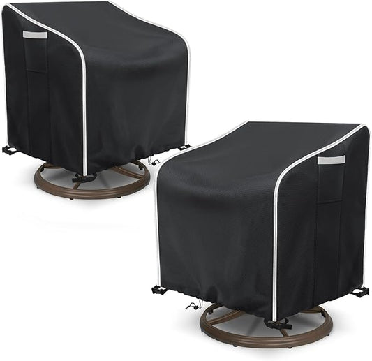 AKEfit Outdoor Swivel Lounge Chair Cover 2 Pack,Heavy Duty Waterproof Patio Chair Covers for All-Weather Protection Outdoor Lawn Furniture, Black-30W X 34D X 38.5H inches