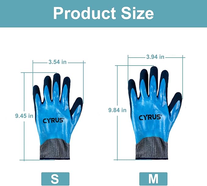 CYRUS Nitrile Gardening Gloves for Women＆Men, Thorn-Proof Garden Gloves,Work for Yard Garden, Weeding, Digging, Pruning