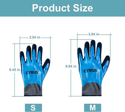 CYRUS Nitrile Gardening Gloves for Women＆Men, Thorn-Proof Garden Gloves,Work for Yard Garden, Weeding, Digging, Pruning