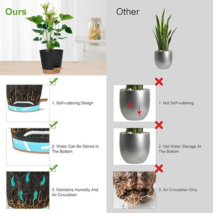 JGB 4 Pcs Orchid Pots with Holes - Each of 5, 6, 7 and 8 inch - Self Watering Orchid Pots and Plastic Breathable Orchid Planters for Repotting - Black
