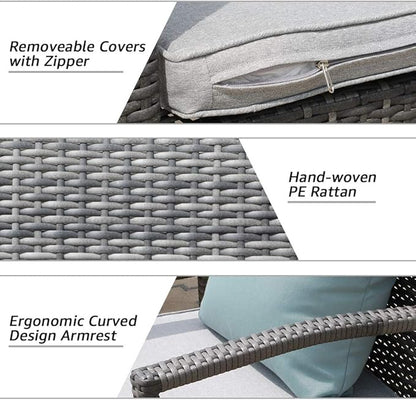 Patiorama Outdoor Patio Furniture - Wicker Conversation Set with Modern Bistro Design, Coffee Table, Perfect for Garden, Balcony, Backyard or Poolside (Light Gray)