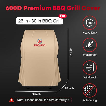 Comnova Grill Cover 30 Inch - 7105 BBQ Covers for Weber Spirit 210 Gas Grill Heavy Duty and Waterproof, Barbecue Cover for Weber Spirit E-210 Grill with Side Trays Fold Down (NOT Fit Spirit II E-210)