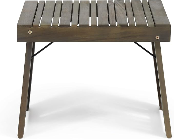 Christopher Knight Home Howard Outdoor Acacia Wood Folding Side Table, Gray Finish