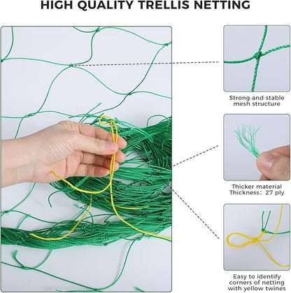 Kikhope Trellis Netting for Climbing Plant, 3 Pack 5.9x5.9 ft Heavy Duty Garden Trellis Netting for Cucumber, Vine, Tomato, Plants Trellis Net for Climbing Vine Plants Fruits & Vegetables