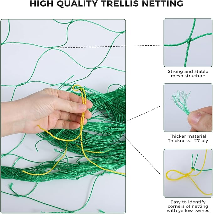 Kikhope Trellis Netting for Climbing Plants, 3 Pack 5.9x8.8 ft Heavy Duty Garden Trellis Netting for Cucumber, Vine, Tomato, Plants Trellis Net for Climbing Vine Plants Fruits & Vegetables