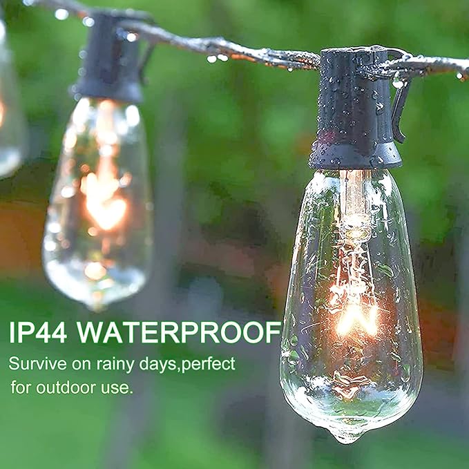 10 Pack Edison Replacement Light Bulbs for Outdoor String Lights, ST40 7W E17 Base Clear Glass Incandescent Bulbs Waterproof for Patio Backyard Bistro Cafe Garden Decorations, Warm White 2200K