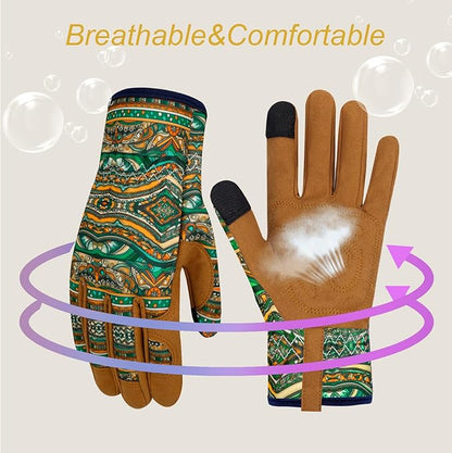 Leather Gardening Gloves for Women Thorn Proof Garden Gloves Touch Screen Working Gloves Gifts,M