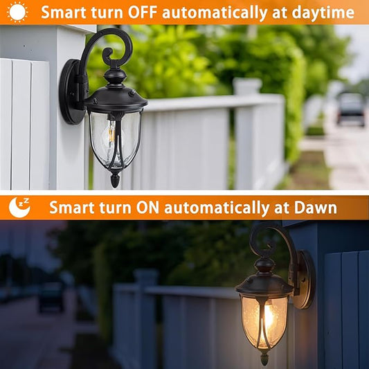 JYZ Dusk to Dawn Outdoor Wall Lantern, 20 Inch Large Exterior Wall Sconce Light with Clear Glass, Weather Proof Wall Mount Fixture for Front Porch, Doorway, Garage, Patio, Backyard JYOWL04-L