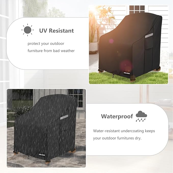 Outdoor Chair Covers 32" W x 35" D x 36" H,600D Heavy Duty Waterproof Patio Chair Cover,Outdoor Furniture Covers for Lawn/Garden Chiar,Black