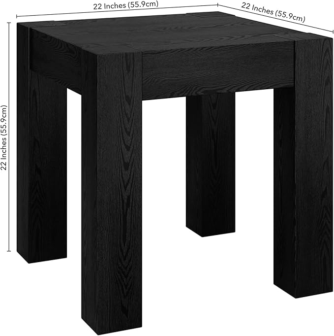 Henn&Hart Langston 22" Wide Square Side Table in Black Grain