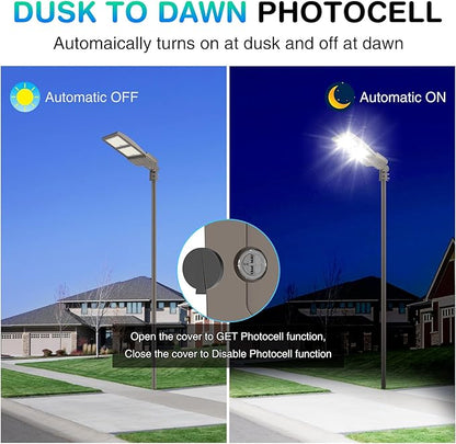 480V 400W LED Parking Lot Light 56000LM with Dusk to Dawn Photocell, 5000K Shoebox Pole Light with Slip Fitter, ETL Listed, IP65 Waterproof Commercial Street Area Lighting for Yard, Driveway, Gym