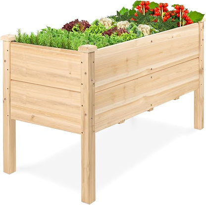 Best Choice Products 48" x 24" x 30" Raised Garden Bed with Extra Deep 16" Depth, Elevated Wood Planter Box Stand for Backyard, Patio, Balcony, Natural Fir Wood - Natural