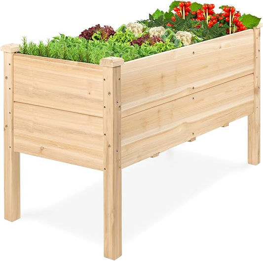 Best Choice Products 48" x 24" x 30" Raised Garden Bed with Extra Deep 16" Depth, Elevated Wood Planter Box Stand for Backyard, Patio, Balcony, Natural Fir Wood - Natural