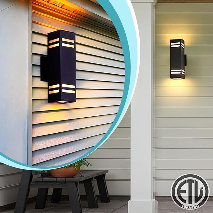 Up Down Lights Outdoor Wall Light, Brown Exterior Dawn to Dusk Outdoor Light Fixture, Porch Lights Wall Mount 2 Pack, IP65 Aluminum Modern Outside Lights for House Front Door, Porch