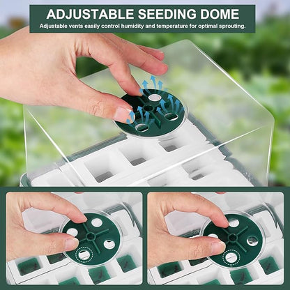 Sondiko Silicone Seed Starter Tray, 48 Cell Reusable Seed Starter Kit, Seedling Starter Trays with Humidity Dome, Mini Greenhouse Germination Kit, Perfect for Starting Vegetable, Flower & Herb Seeds