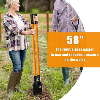 VNIMTI Post Hole Digger Tool, Heavy Duty Post Hole Digger with Fiberglass Handle, 58 Inches