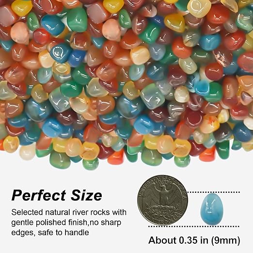 Aquarium Rocks,Landscaping Pebbles, River Rocks Decorative Ornamental Pebbles, DIY Smoothed Rocks for Potted Plant Resin Art Vase Fillers Aquarium Gravel Rocks (Colorful, 5 Pounds)
