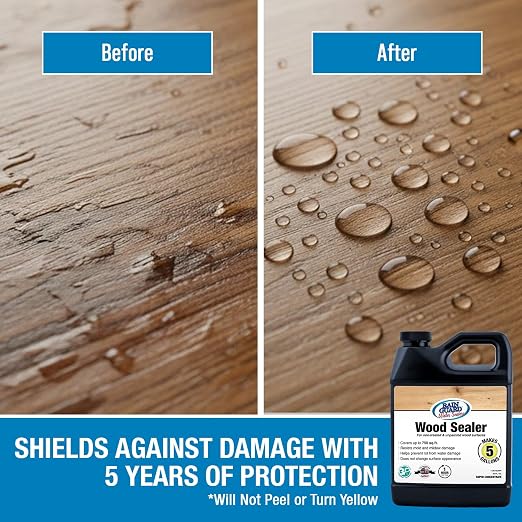 Rain Guard Wood Sealer Concentrate | Makes 5 Gallon | Protects Wood from Water Damage, Rotting, and Stains | Water Based Silane/Siloxane | Eco-Friendly | VOC-Free | Natural Finish
