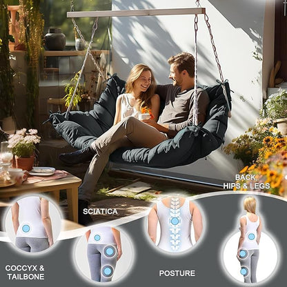 Outdoor Swing Cushions 3 Seater Waterproof, Replacement Bench Cushions for Outdoor Patio Furniture with Backrest, Porch Swing Cushion with Ties for Lawn and Garden (Dark Gray, 40x71in)