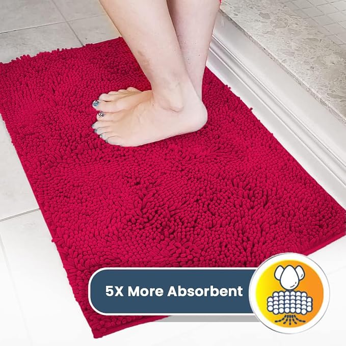Muddy Mat® | Super Water Absorbent Door Mat Indoor, Microfiber Quick Dry Chenille Entryway Rug, Slip Resistant Front Door Mat, Indoor Mats for Entryway, Machine Washable Pet Rug, Maroon 22" x 36"