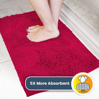 Muddy Mat® | Super Water Absorbent Door Mat Indoor, Microfiber Quick Dry Chenille Entryway Rug, Slip Resistant Front Door Mat, Indoor Mats for Entryway, Machine Washable Pet Rug, Maroon 36"x60"