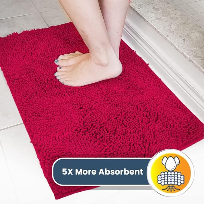 Muddy Mat® | Super Water Absorbent Door Mat Indoor, Microfiber Quick Dry Chenille Entryway Rug, Slip Resistant Front Door Mat, Indoor Mats for Entryway, Machine Washable Pet Rug, Maroon 18"x28"
