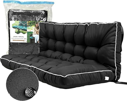Replacement Cushions for Swing, Swing Cushions 3 Seater Replacement, Waterproof Thicken Washable Pad Cushion for Outdoor Indoor Furniture Swing Patio (Black, 40x70 inch)