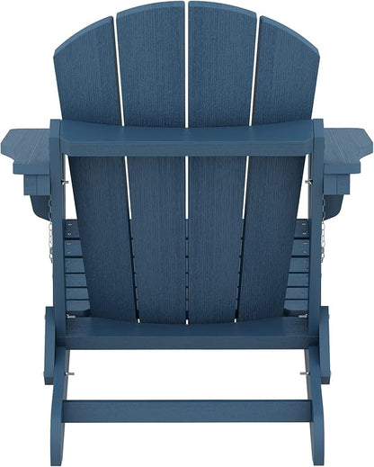 SERWALL Foldable Adirondack Chair Set of 2 for Patio Garden Outdoors Fire Pit-Blue