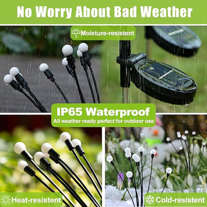 Flumy Solar Garden Lights Outdoor - 2 Pack 16 LED Firefly Lights Waterproof, Garden Decorations for Yard Patio Pathway Lawn Outside, Unique Gifts for Grandma Women, Solar Decor Warm White