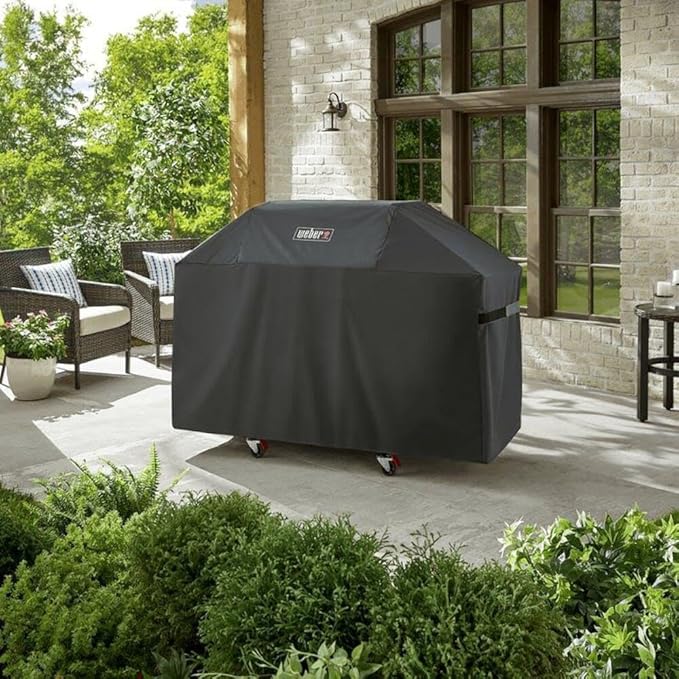 Weber Premium Outdoor Grill Cover, Water-Resistant, Compatible with Genesis 300 Series Gas Grills, Black