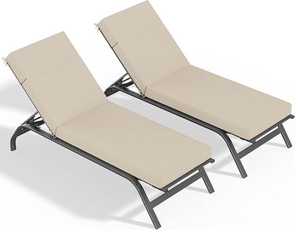 2 Pcs Chaise Lounge Cushions Outdoor, 80" L X 26" W X 4" D Lounge Chair Cushions for Outdoor Furniture, High-Density Foam Patio Chaise Cushion-Waterproof Fade-Resistant ThickPatio lounge chair cushion