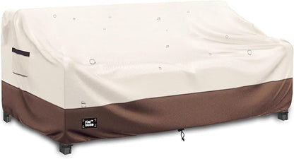 3-Seater Outdoor Couch Cover,76Wx32Dx31H Inches Patio Furniture Covers, Heavy Duty Covers for Outdoor Furniture Covers Waterproof, Beige&Brown