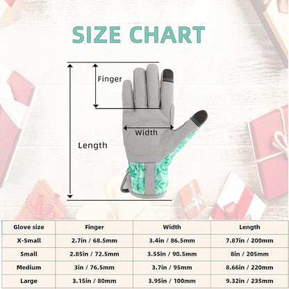 Leather Gardening Gloves for Women, Flexible Breathable Garden Gloves, Thorn Proof Working Gloves for Weeding, Digging and Pruning, Green, X-Small Fit Small Hand