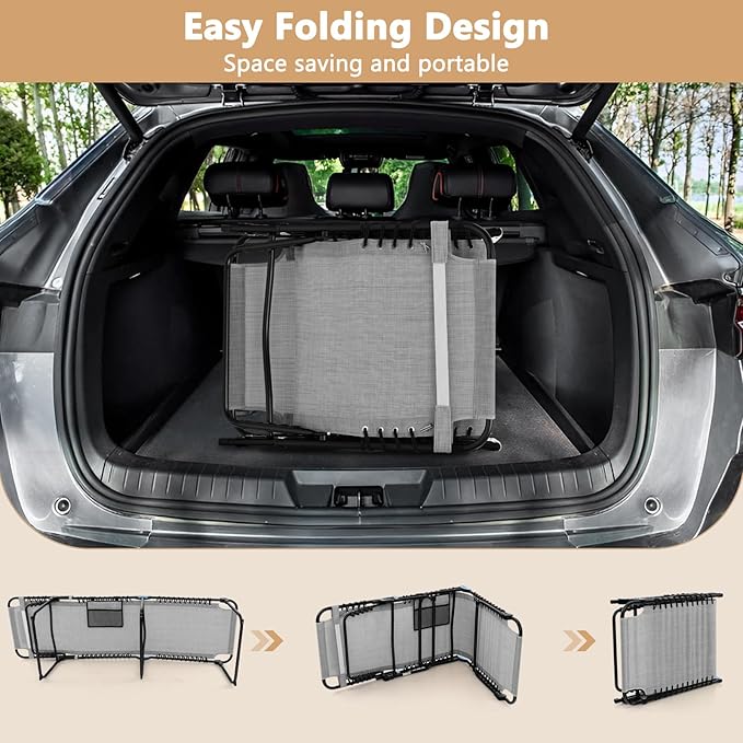 Giantex Patio Lounge Chairs for Outside - Folding Tanning Chair w/Headrest, 4 Adjustable Positions, Side Pocket, Outdoor Chaise Lounge for Camping, Pool, Sunbathing Beach Chair, Grey