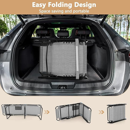 Giantex Patio Lounge Chairs for Outside - Set of 2 Folding Tanning Chair w/Headrest, 4 Adjustable Positions, Side Pocket, Outdoor Chaise Lounge for Camping, Pool, Sunbathing Beach Chair, Grey