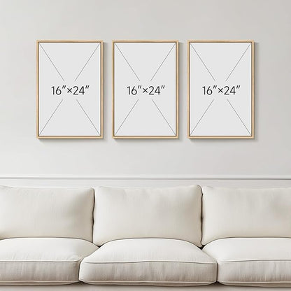 Framed Boho Abstract Mountain Wall Art Bedroom, 3 Piece Modern Nature Landscape Canvas Artwork for Walls, Sunset Minimalist Scenic Prints Wall Decor for Living Room Dining Room Hallway, 16x24 Inch
