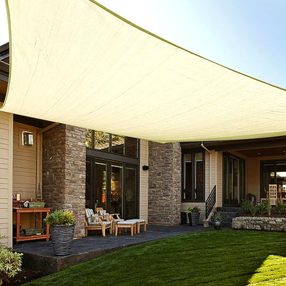 LOVE STORY Custom Size 8' x 14' Butter Cream Rectangle Sun Shade Sail Canopy Patio Sail Fabric Cloth Cover UV Block (We Make Custom Size)
